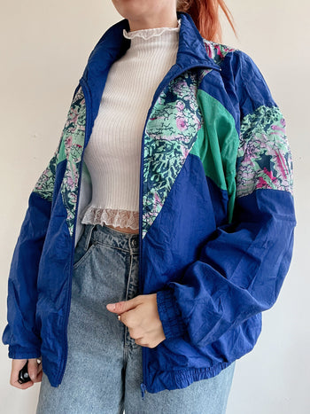 Veste de jogging vintage bleue et verte  XL