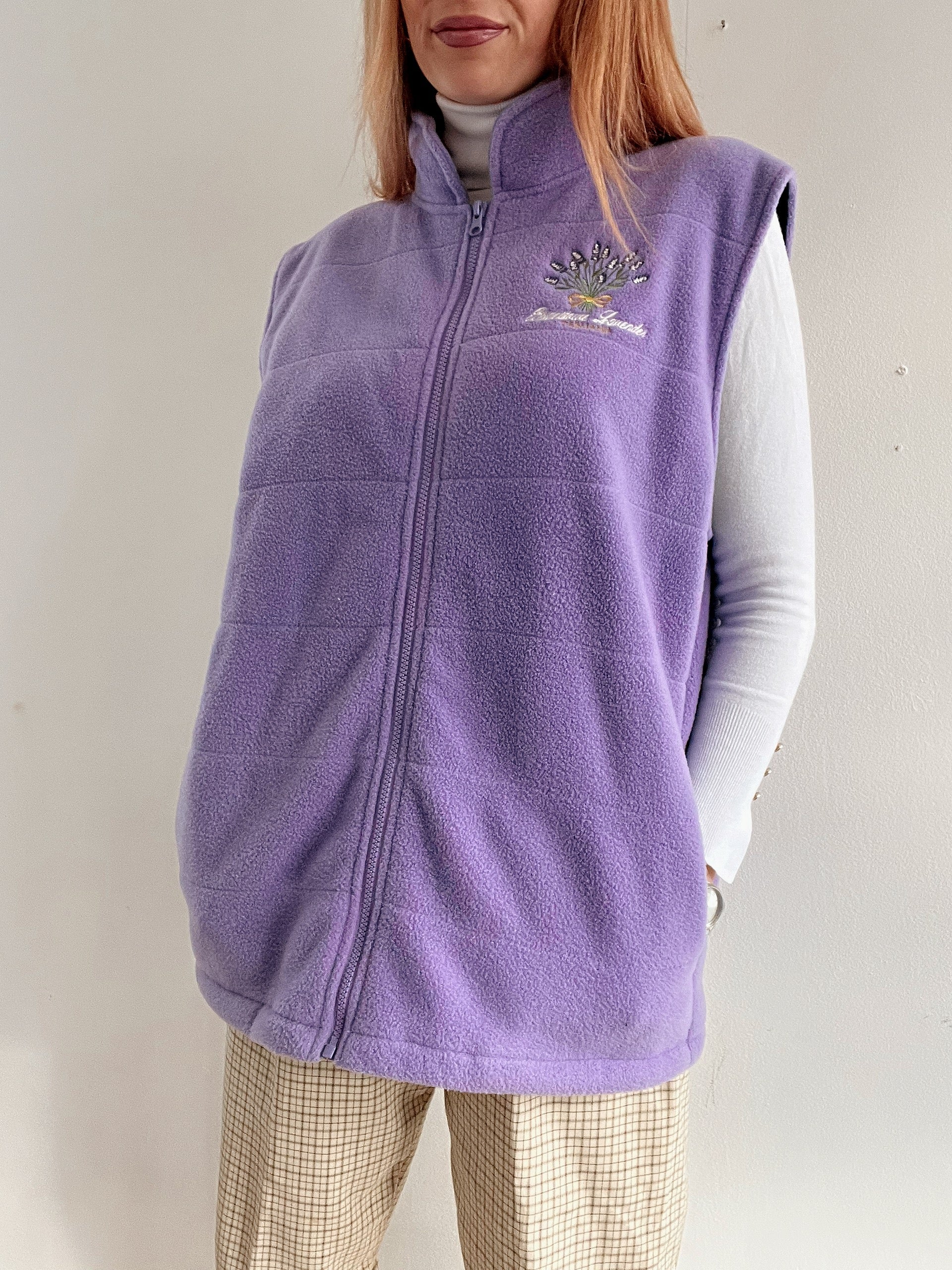 Gilet vintage sans manche polaire violet XL