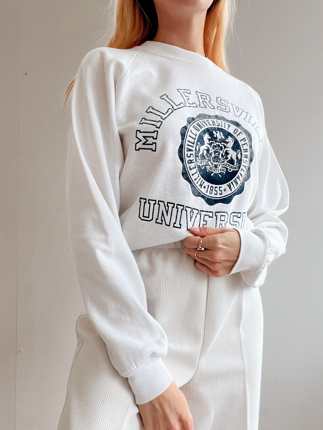 Pull vintage américain blanc L