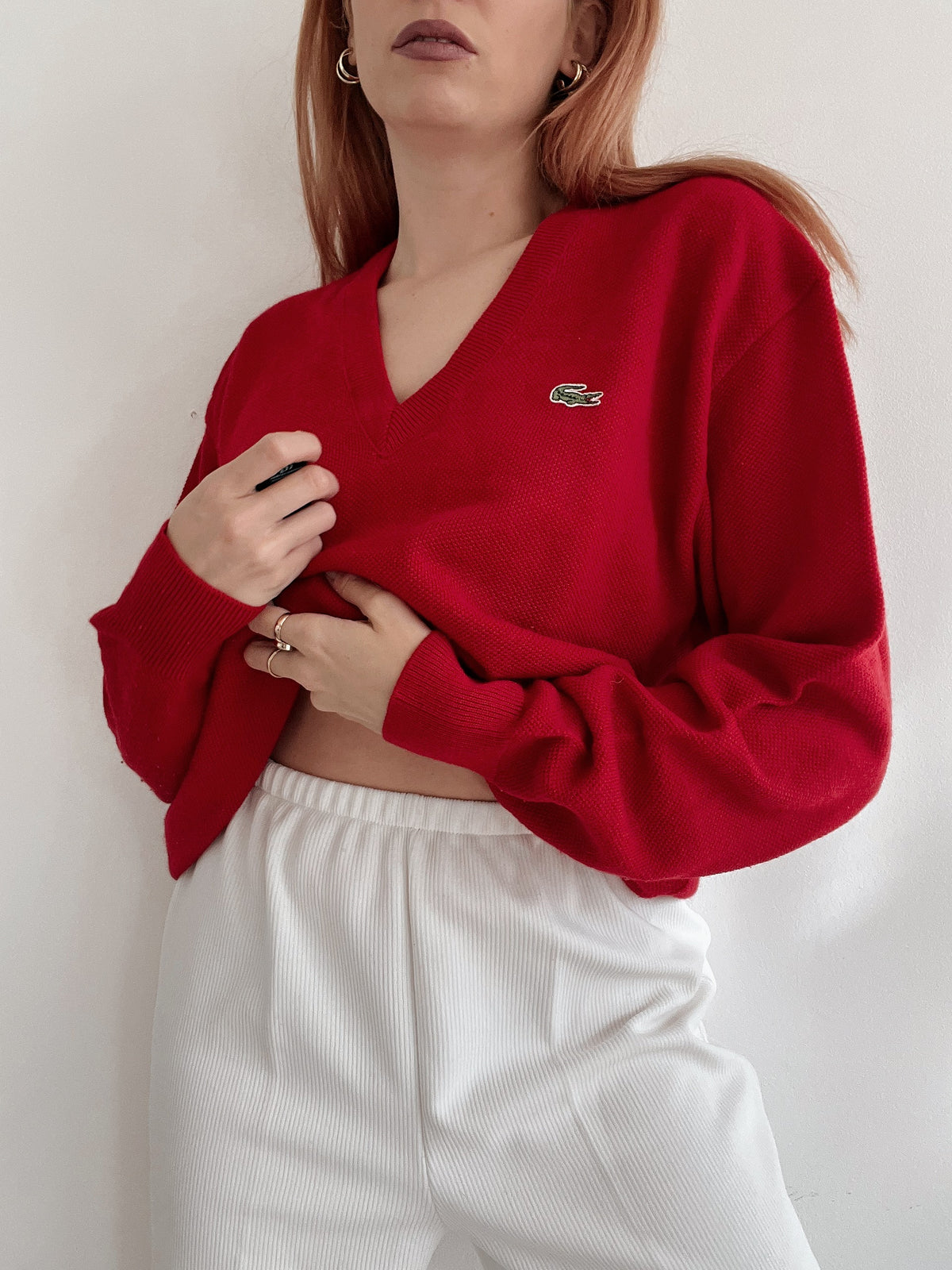 Vintage-Pullover aus roter Lacoste-Wolle