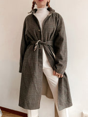 Trench coat vintage beige reversible laine khaki/brun L oversized