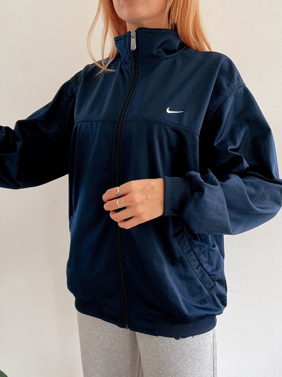 Veste de jogging vintage bleue foncée Nike M