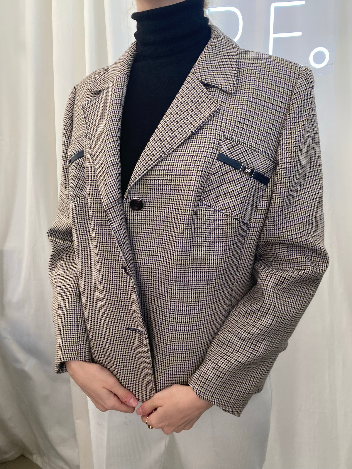 Veste Blazer vintage bleu/beige/blanc M/L