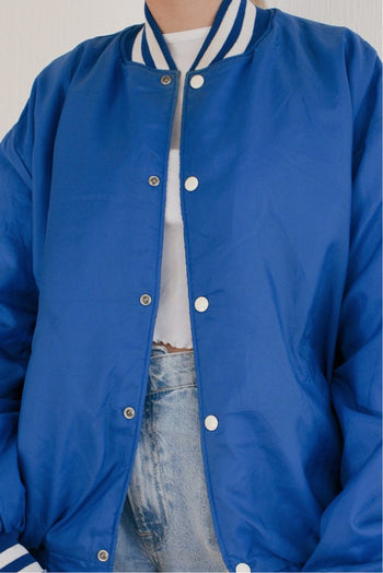 Veste bomber bleue unie XXL