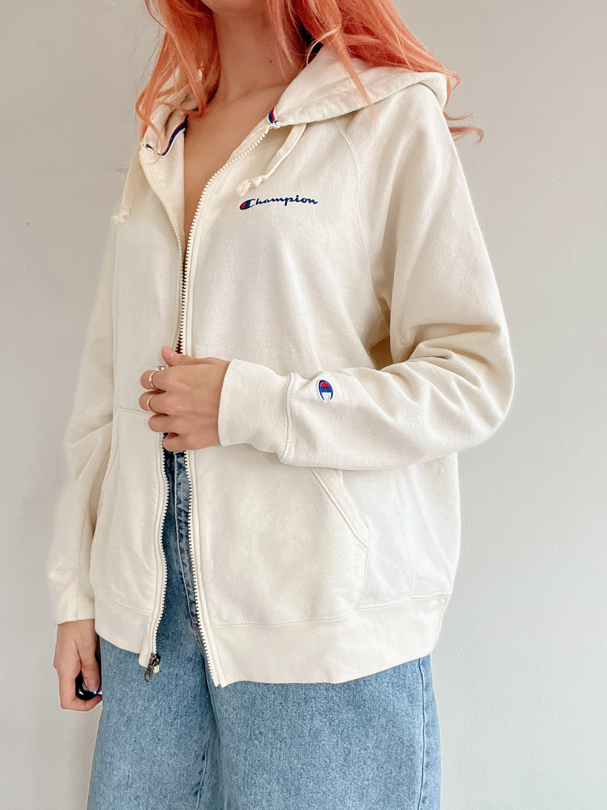 Cremefarbene Champion XL-Jacke