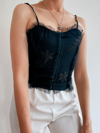 Corset/Lingerie noir  avec petites paillettes  S