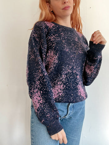 Pull vintage en laine violet M/L