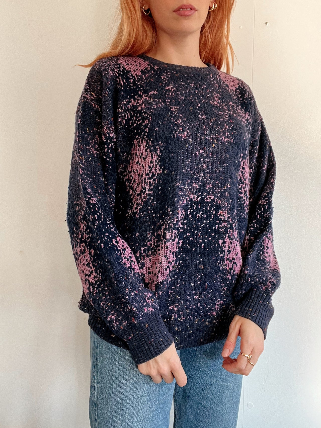 Pull vintage en laine violet M/L