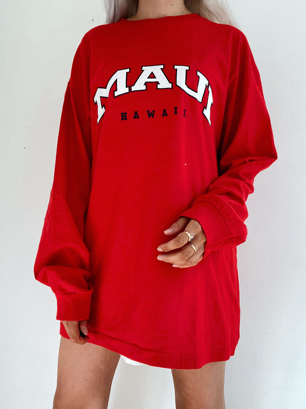 T-shirt long vintage USA rouge Hawaï XL