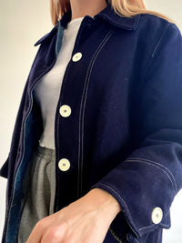 White and blue jacket with orange collar Adidas XL