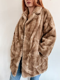 Manteau vintage taupe/beige en fausse fourrure M