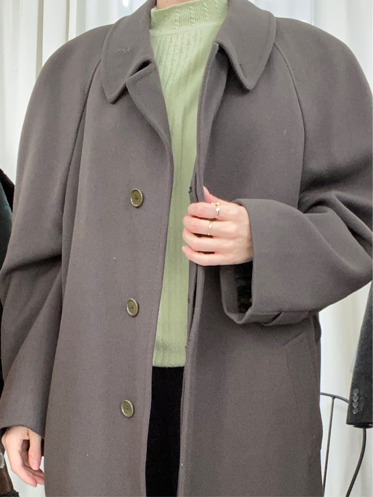 XL-übergroßer Wollmantel in Khaki