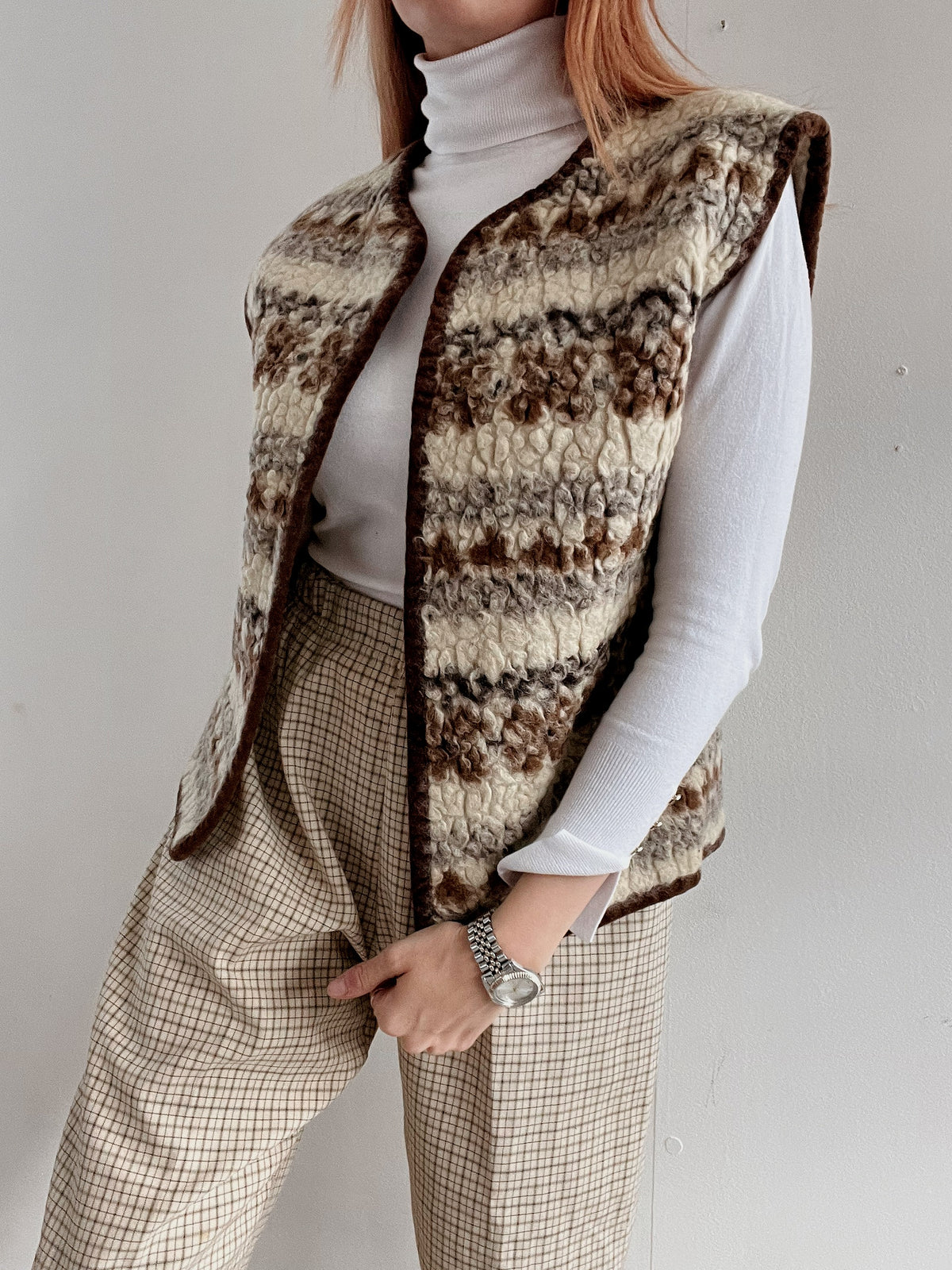 Gilet vintage sans manche en laine L