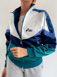 Veste de jogging vintage vert d’eau et bleue ASICS M