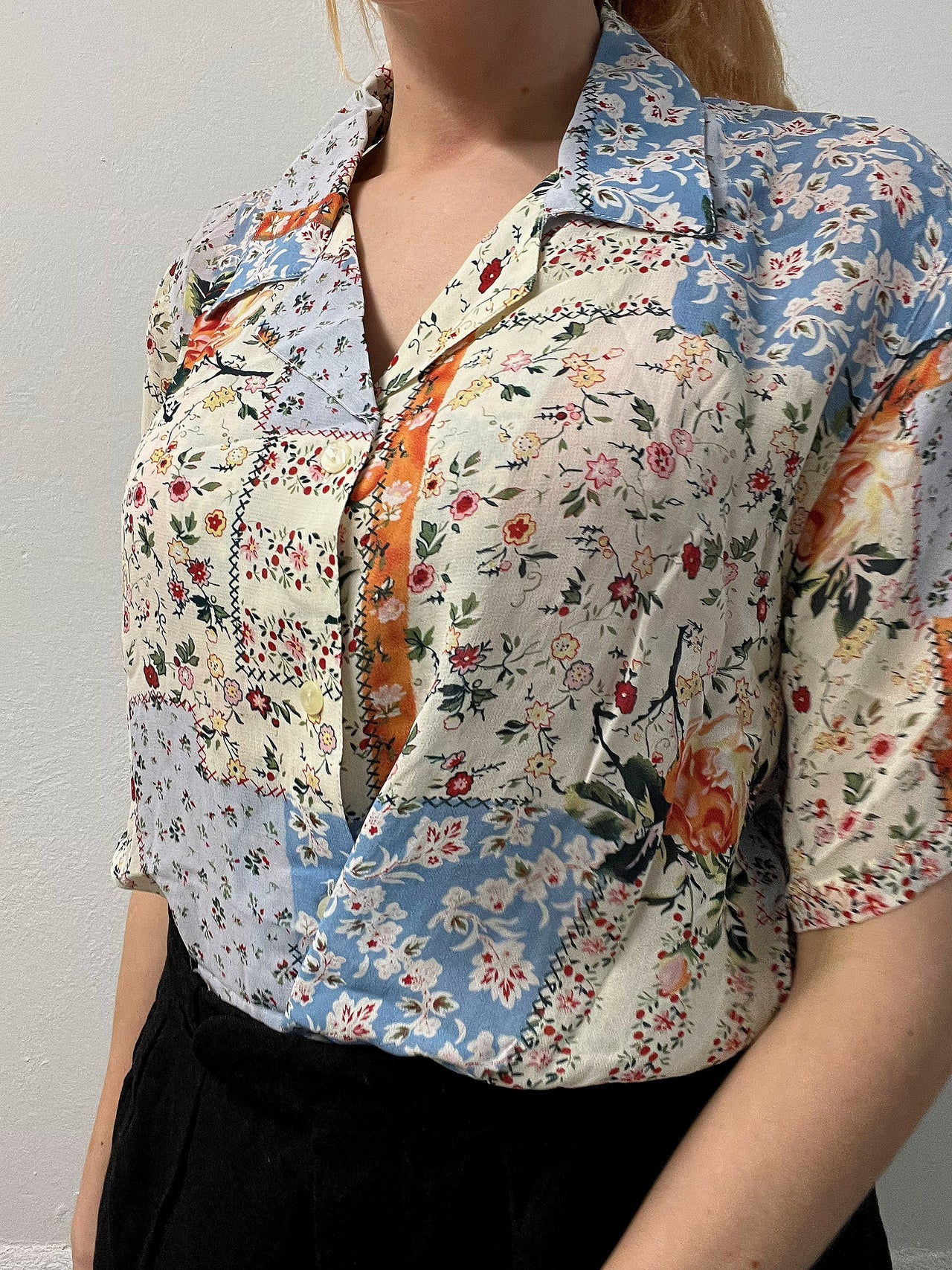 Chemise Vintage 80/90s à motifs pastel M