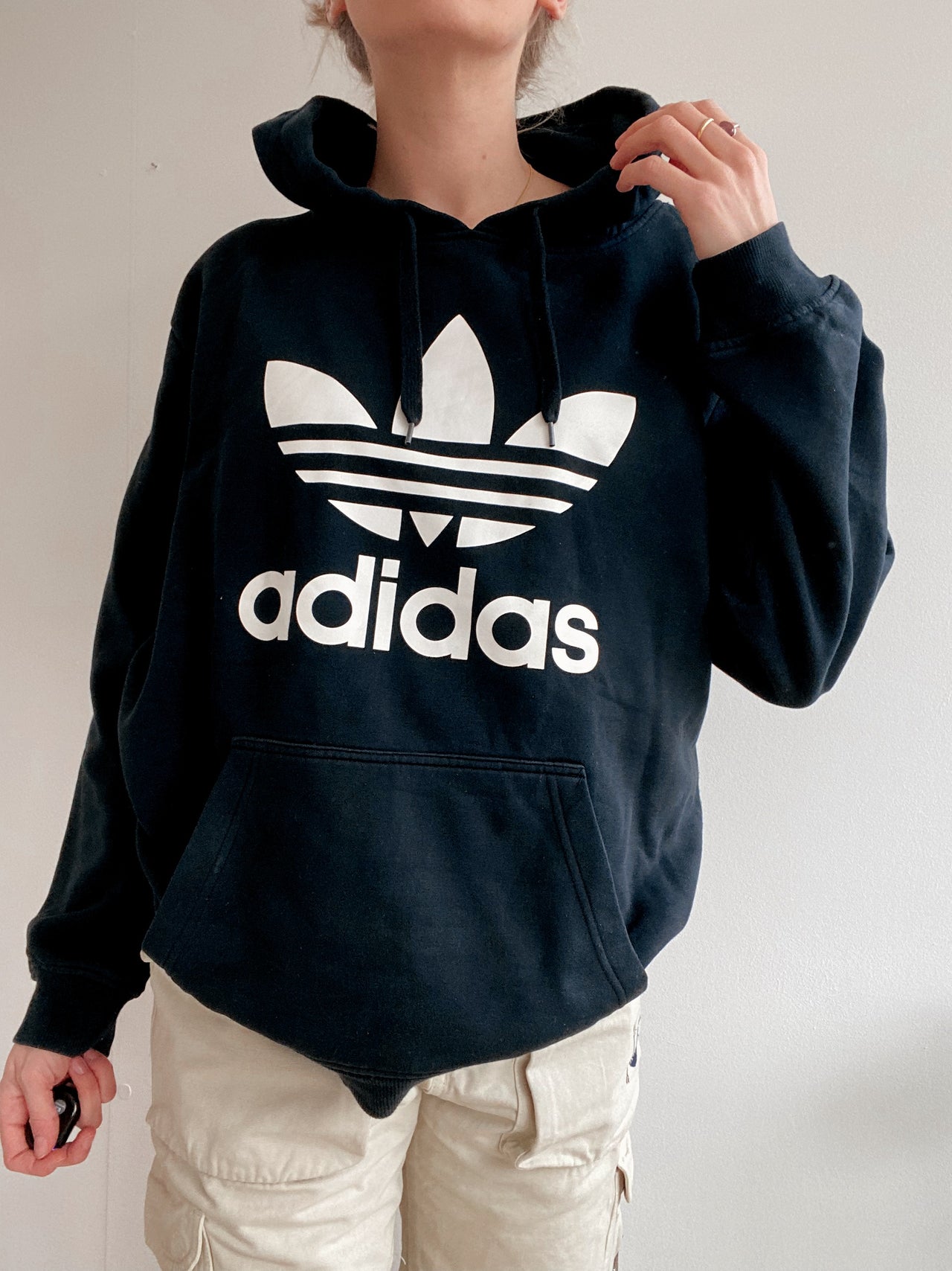 Schwarzer Kapuzenpullover Adidas XL