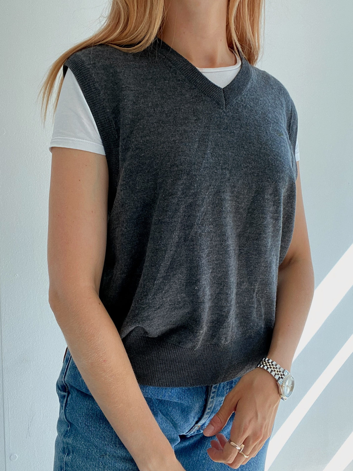 Gilet vintage sans manche en laine gris