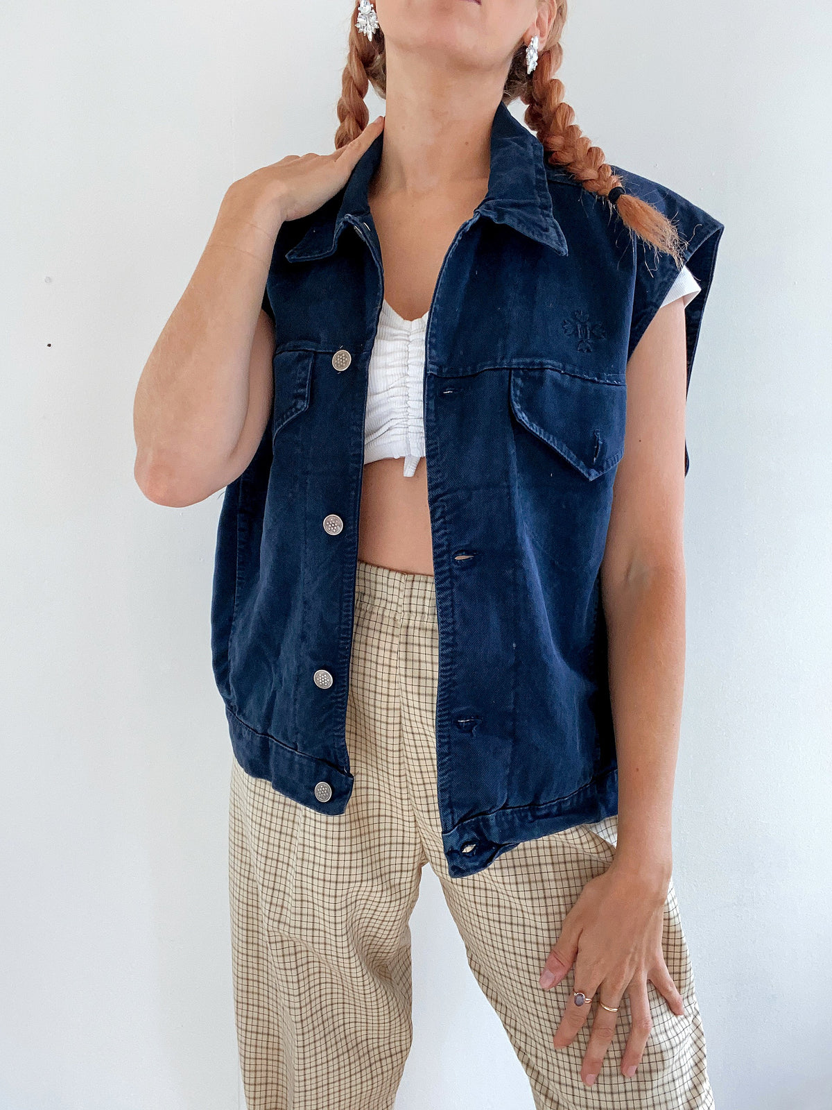 Gilet sans manche en jeans vintage bleue  L