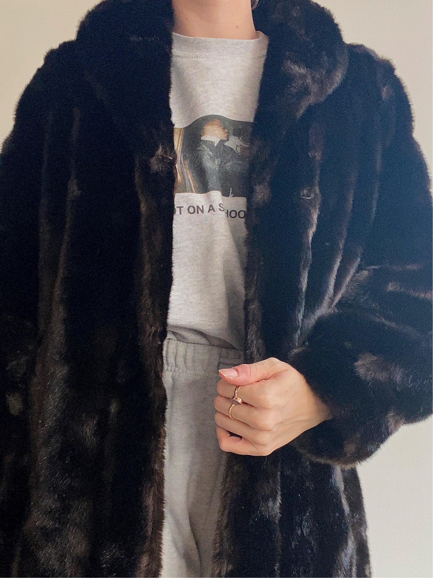 Manteau en fausse fourrure brune