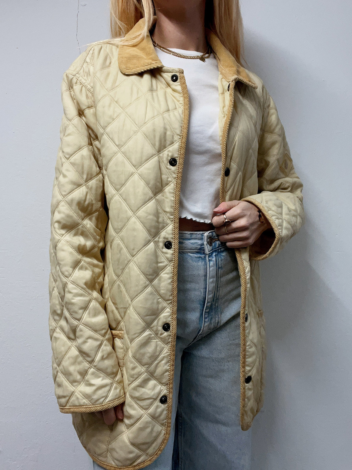 White and blue jacket with orange collar Adidas XL