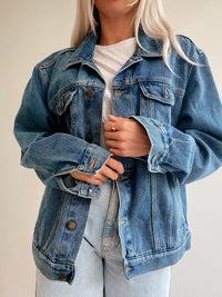 Blaue Vintage-Jeansjacke L