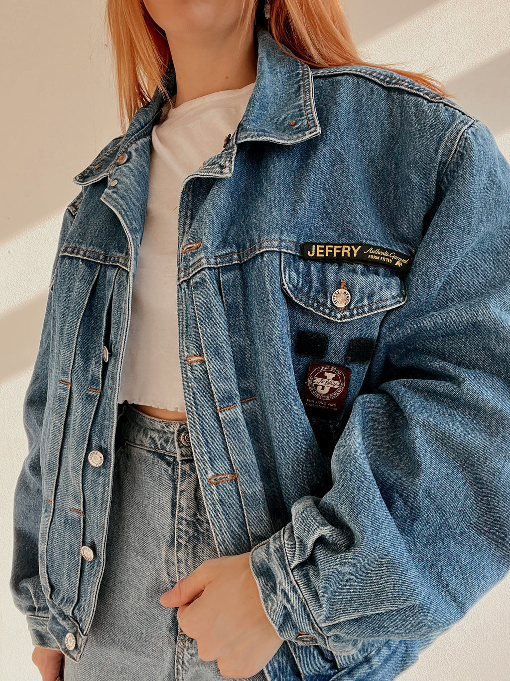White and blue jacket with orange collar Adidas XL