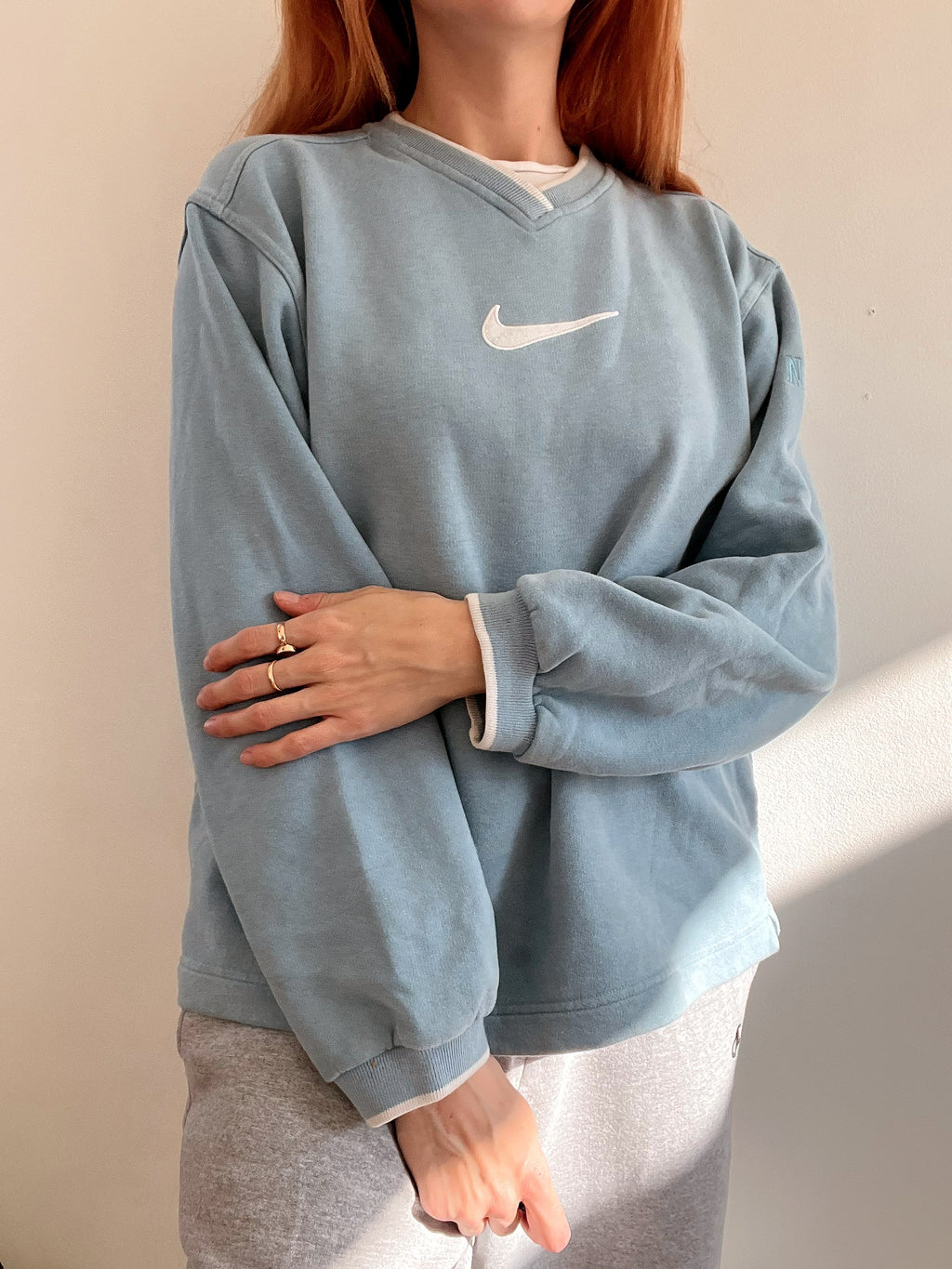 White and blue jacket with orange collar Adidas XL
