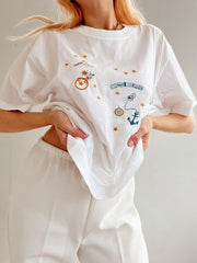 T-shirt blanc vintage brodé Australia M