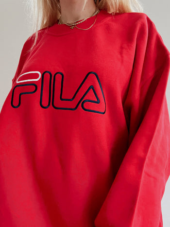 Pull vintage rouge Fila XL