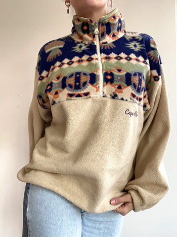 Vintage beige gemustertes Fleece