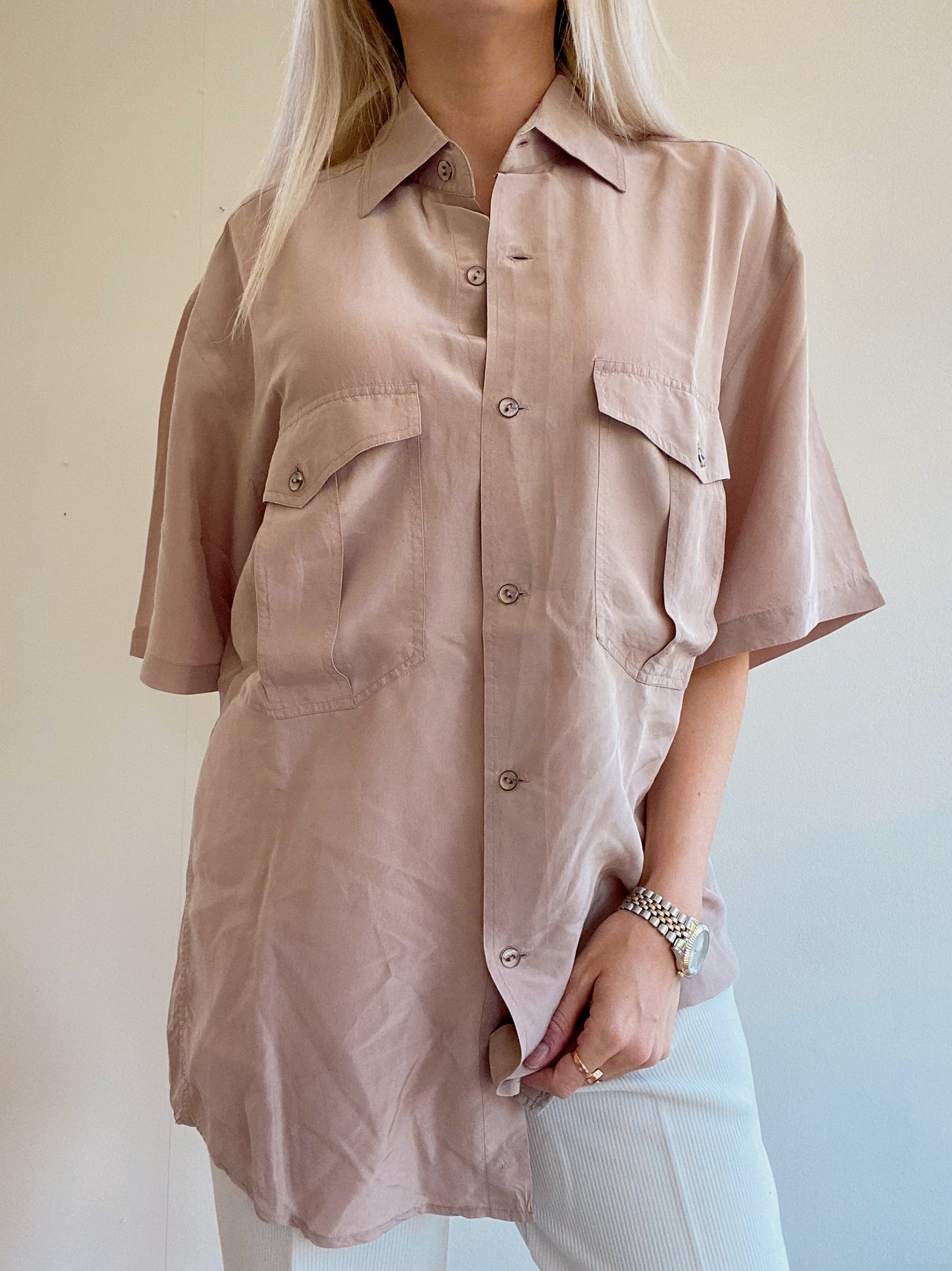 Chemise Vintage 80/90s beige à poches