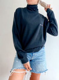 Vintage schwarzer Rollkragenpullover XL