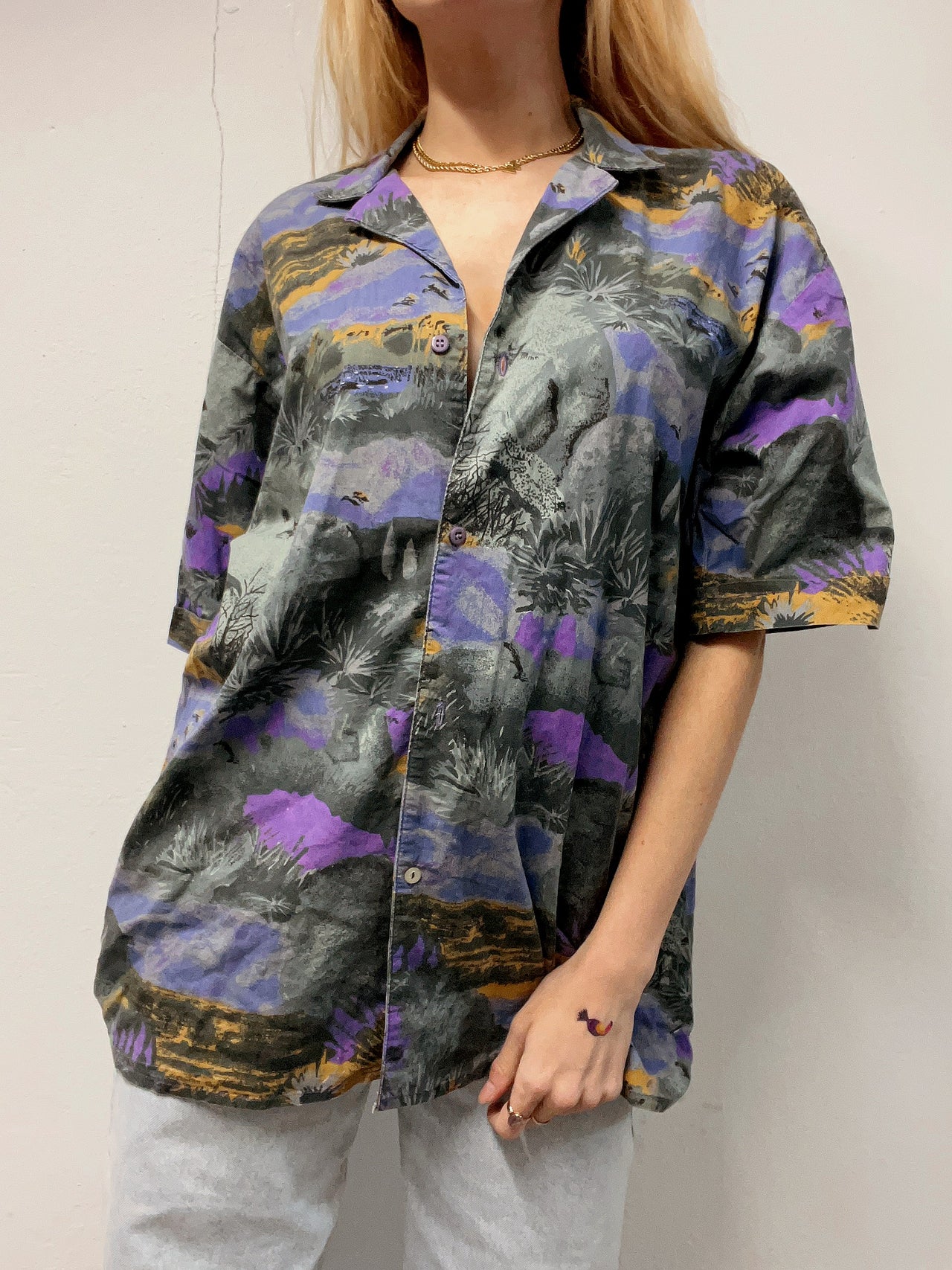 Vintage 80/90s shirt purple/blue/mustard M