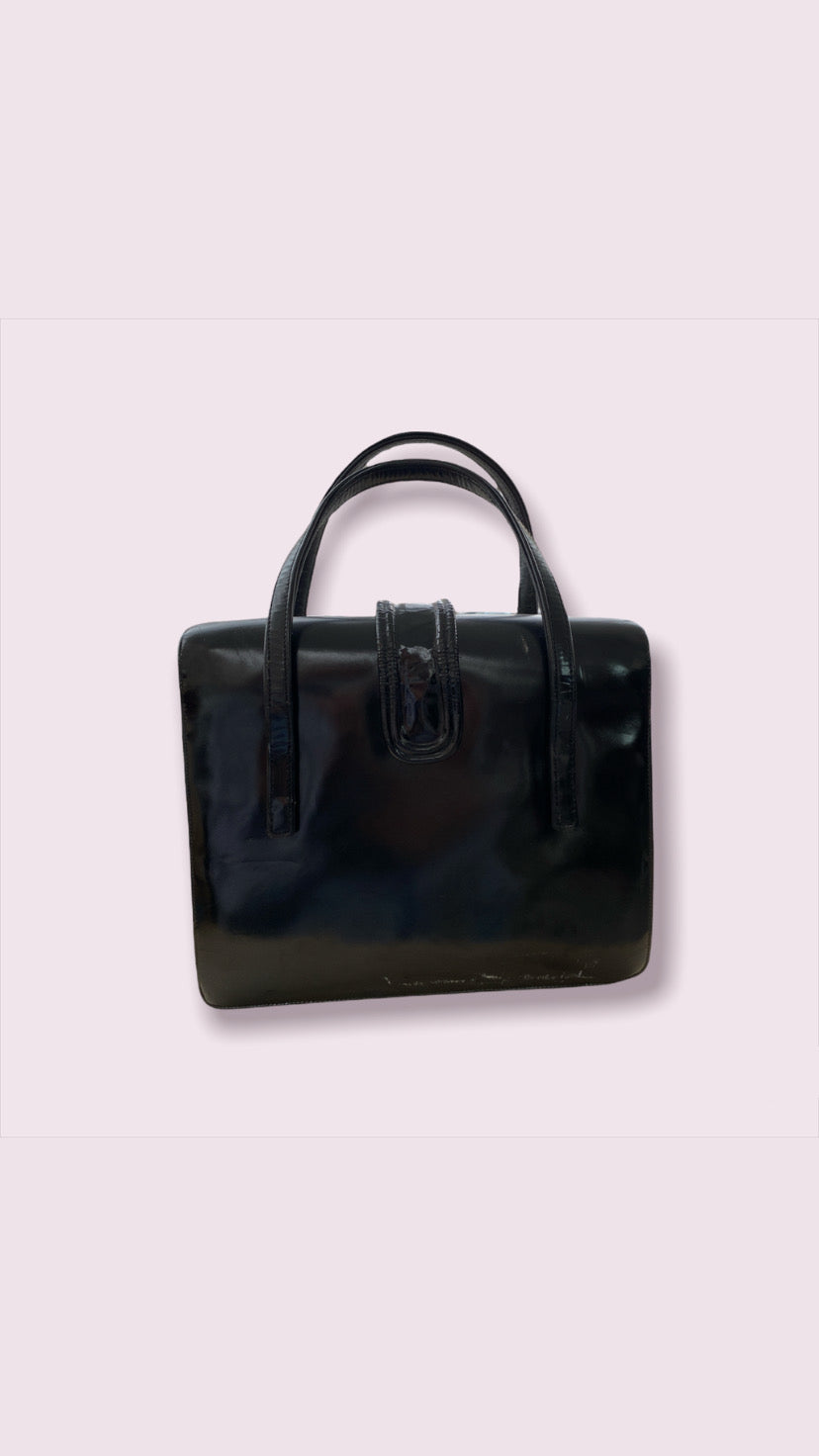 Petit sac à main noir vintage rigide