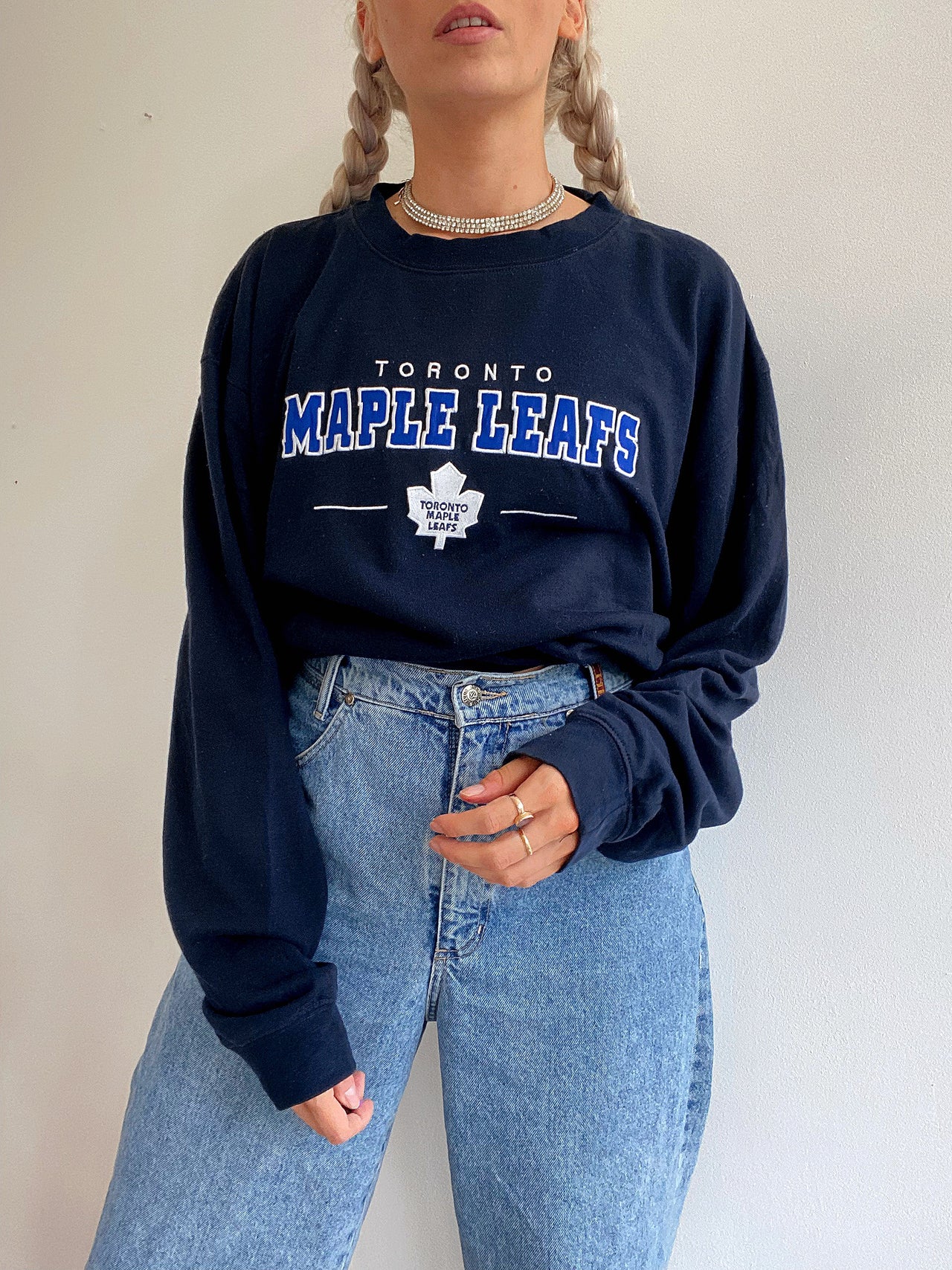 Pull vintage USA bleu foncé NHL  XL