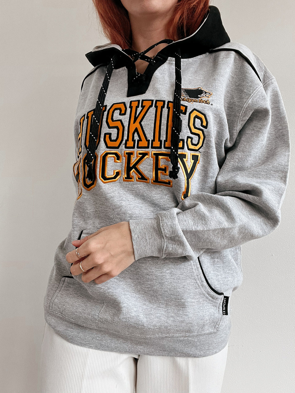 White and blue jacket with orange collar Adidas XL