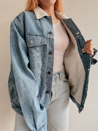 White and blue jacket with orange collar Adidas XL