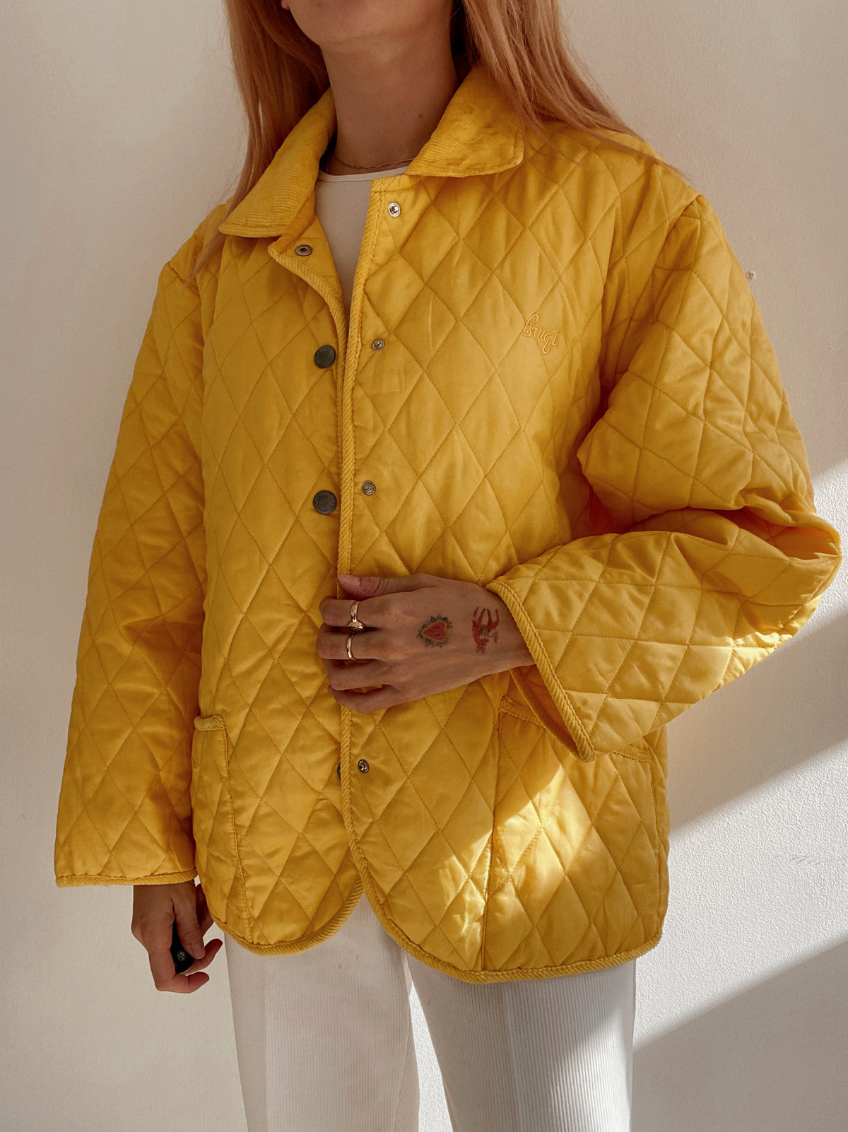 White and blue jacket with orange collar Adidas XL