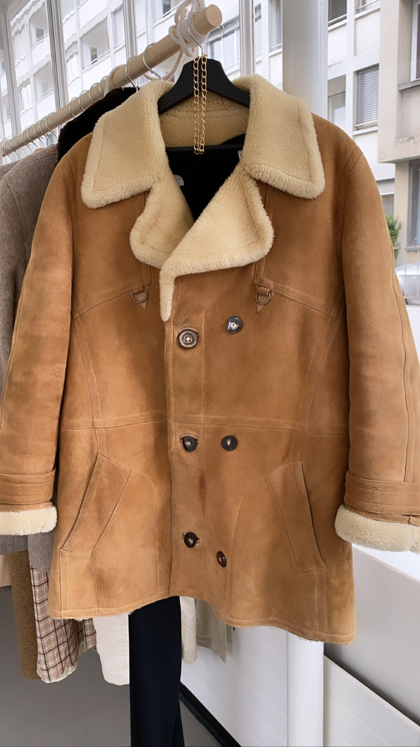 Manteau camel mouton retourné