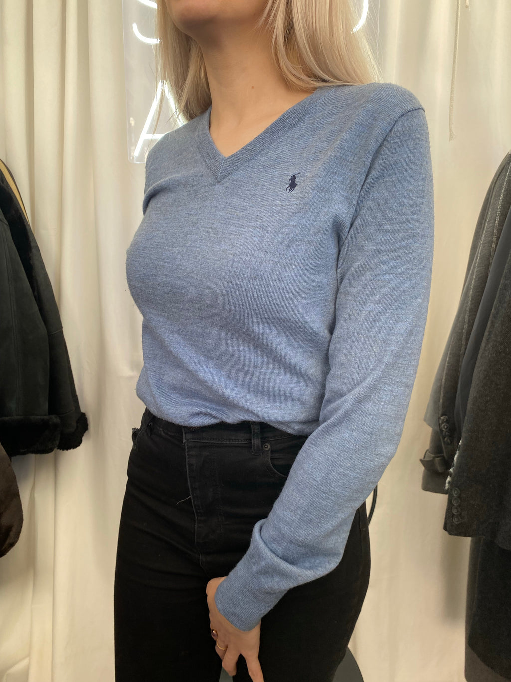 Long sleeve polo shirt light gray Ralph Lauren S