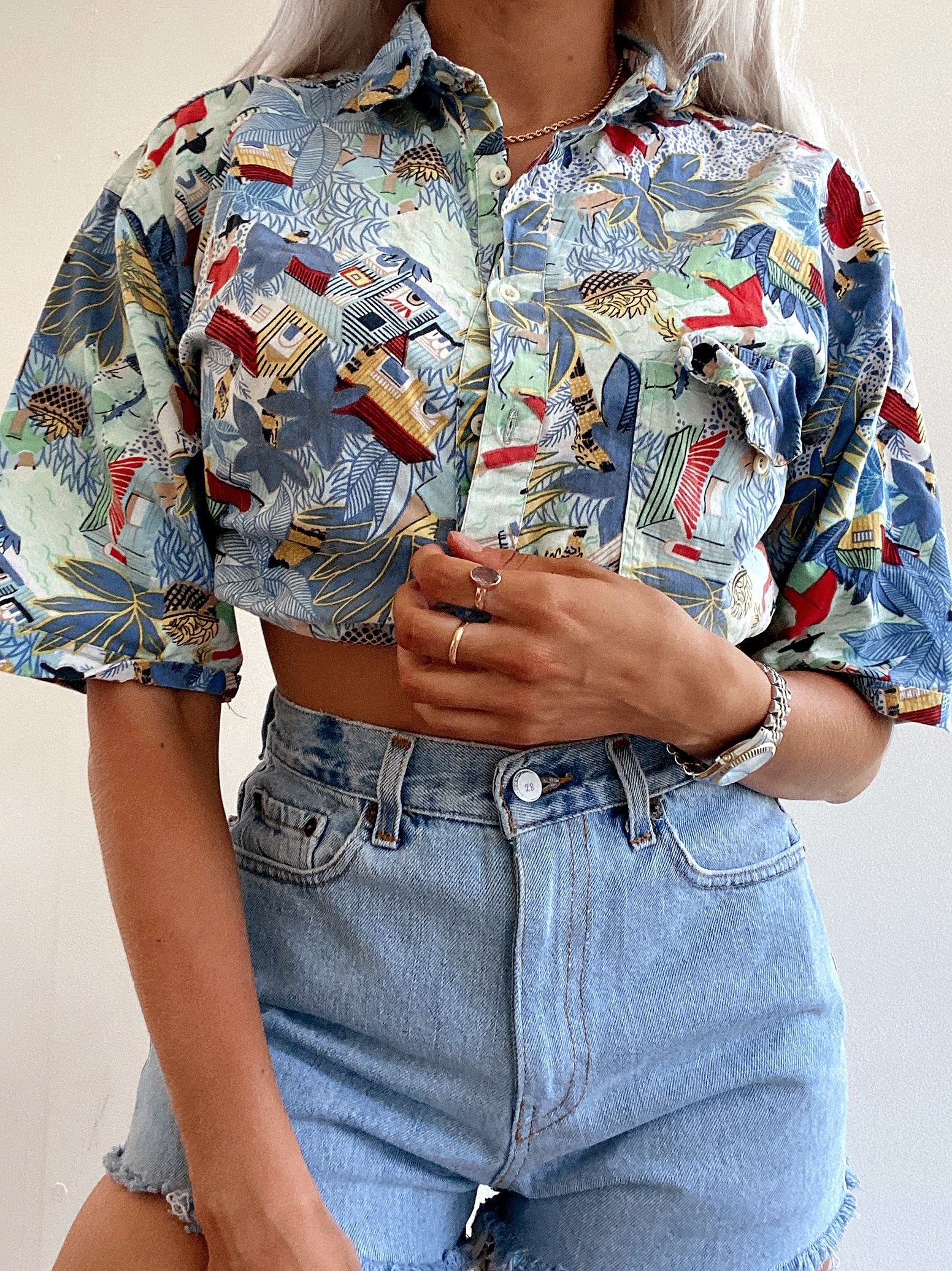 Chemise Vintage 80/90s multicolore à motifs