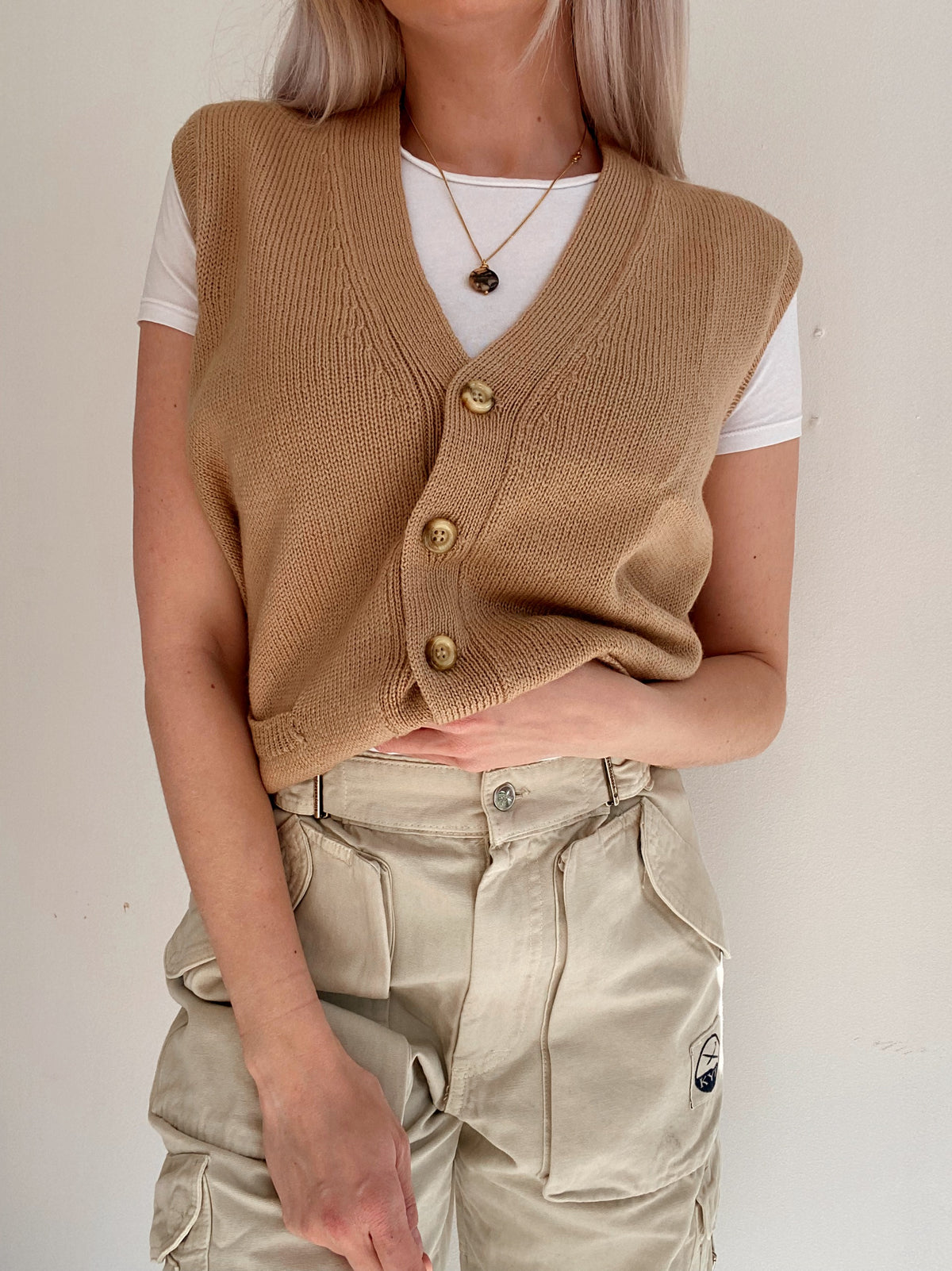 Gilet en maille beige L