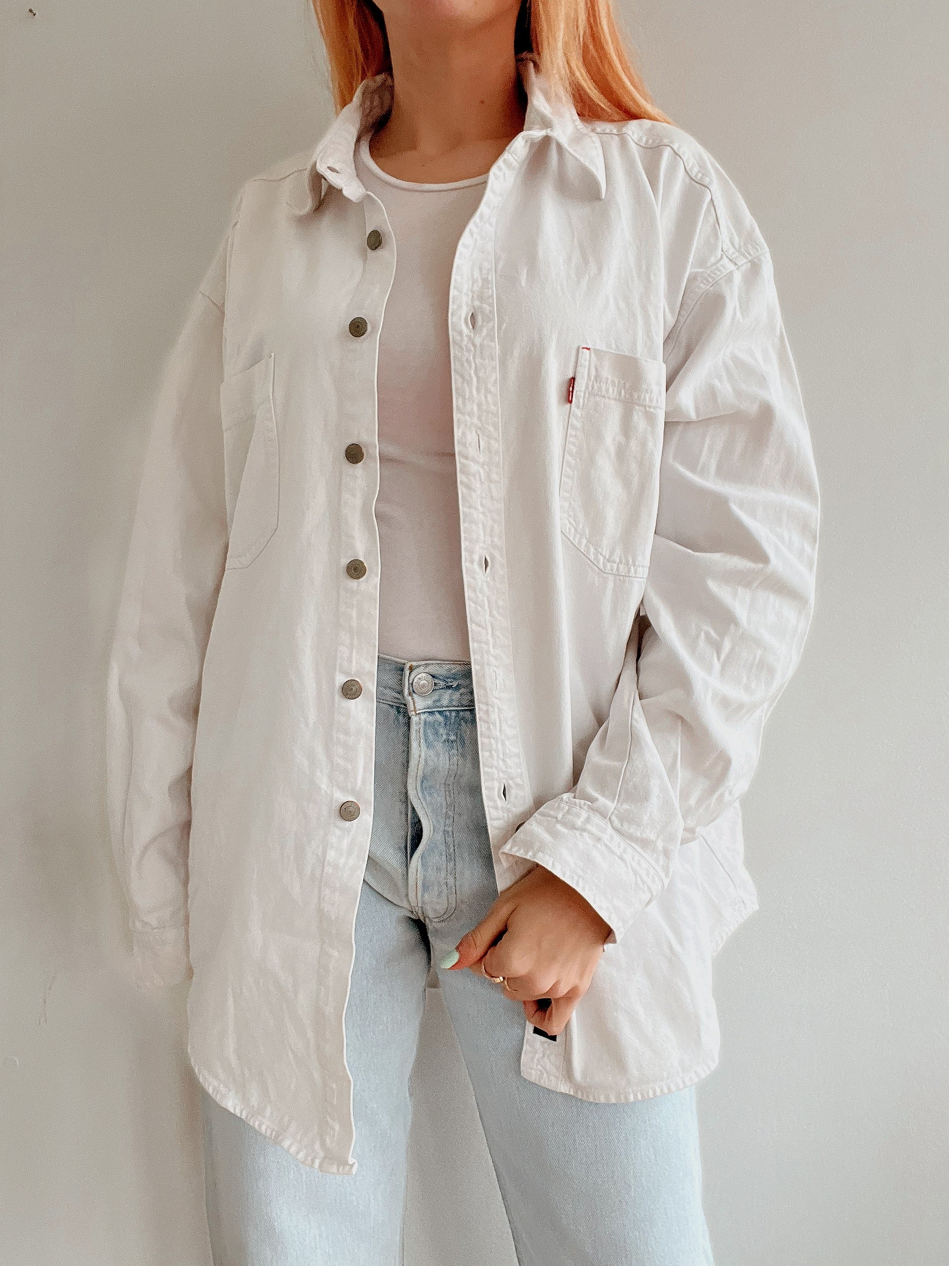 Chemise vintage en jeans blanc XL