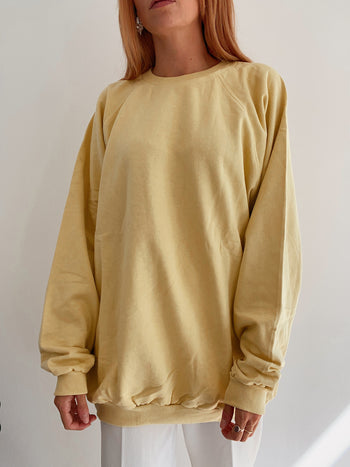 Pull vintage jaune uni L/XL