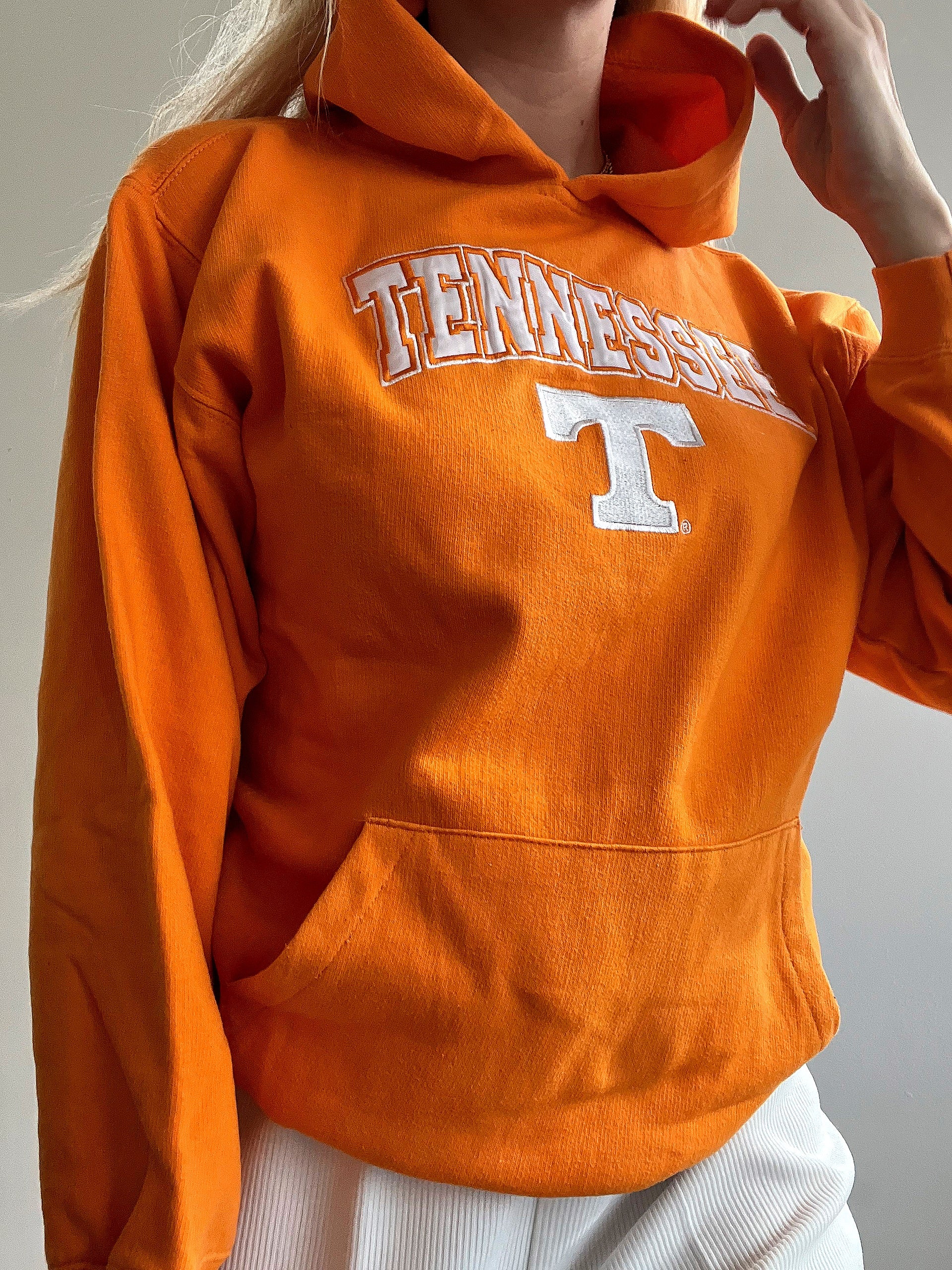 White and blue jacket with orange collar Adidas XL