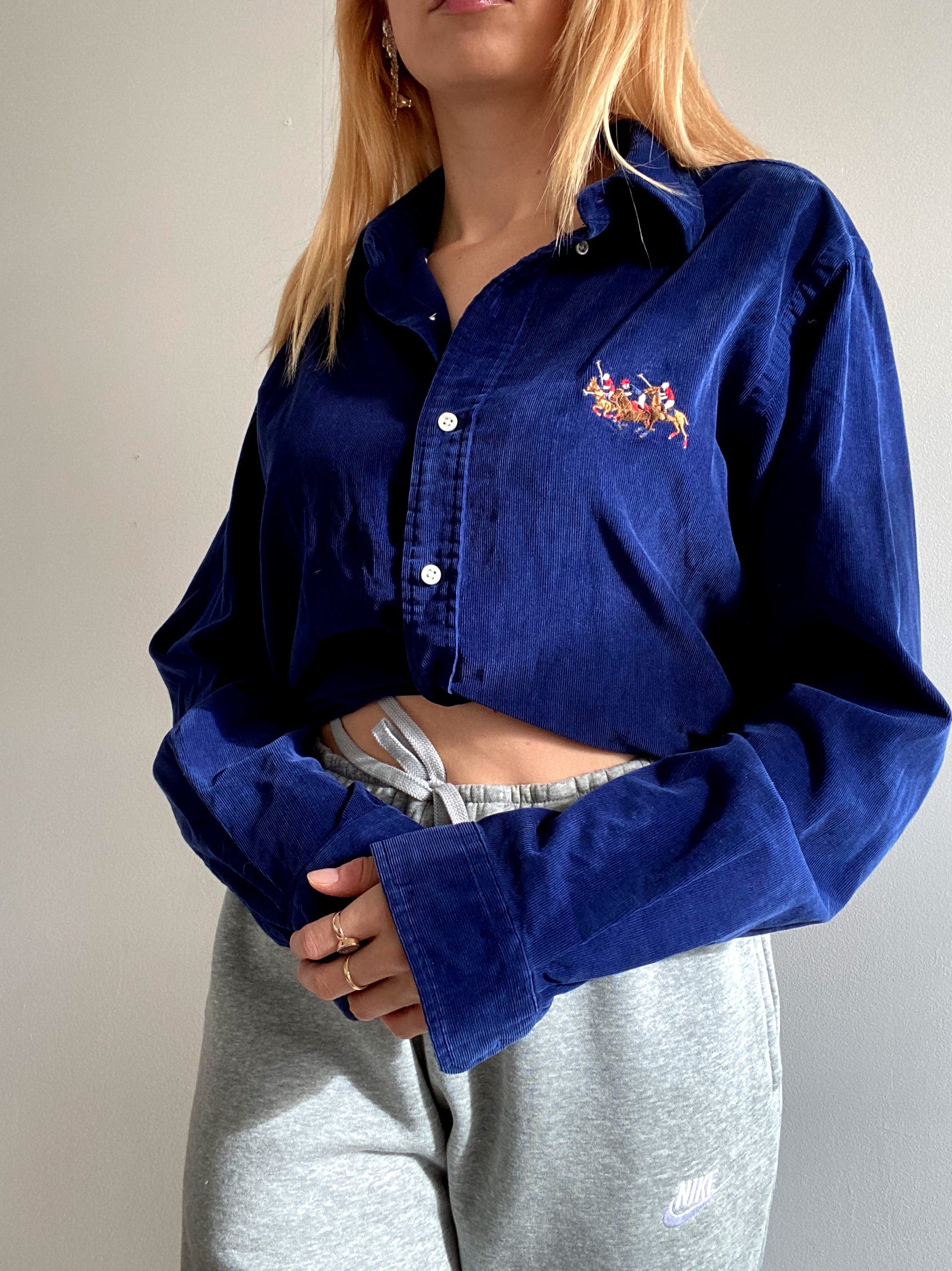 Chemise Vintage Ralph Lauren bleue en velours L