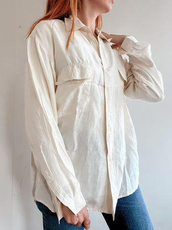 Chemise en soie blanc cassé L