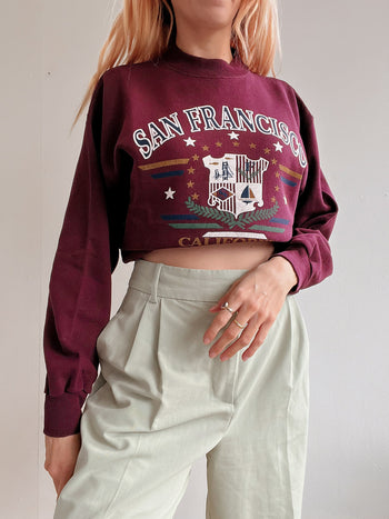 Pull vintage américain bordeaux San Francisco M