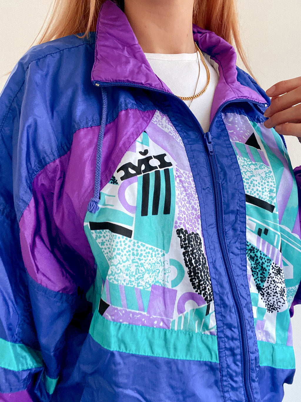 Vintage türkis lila Joggingjacke L