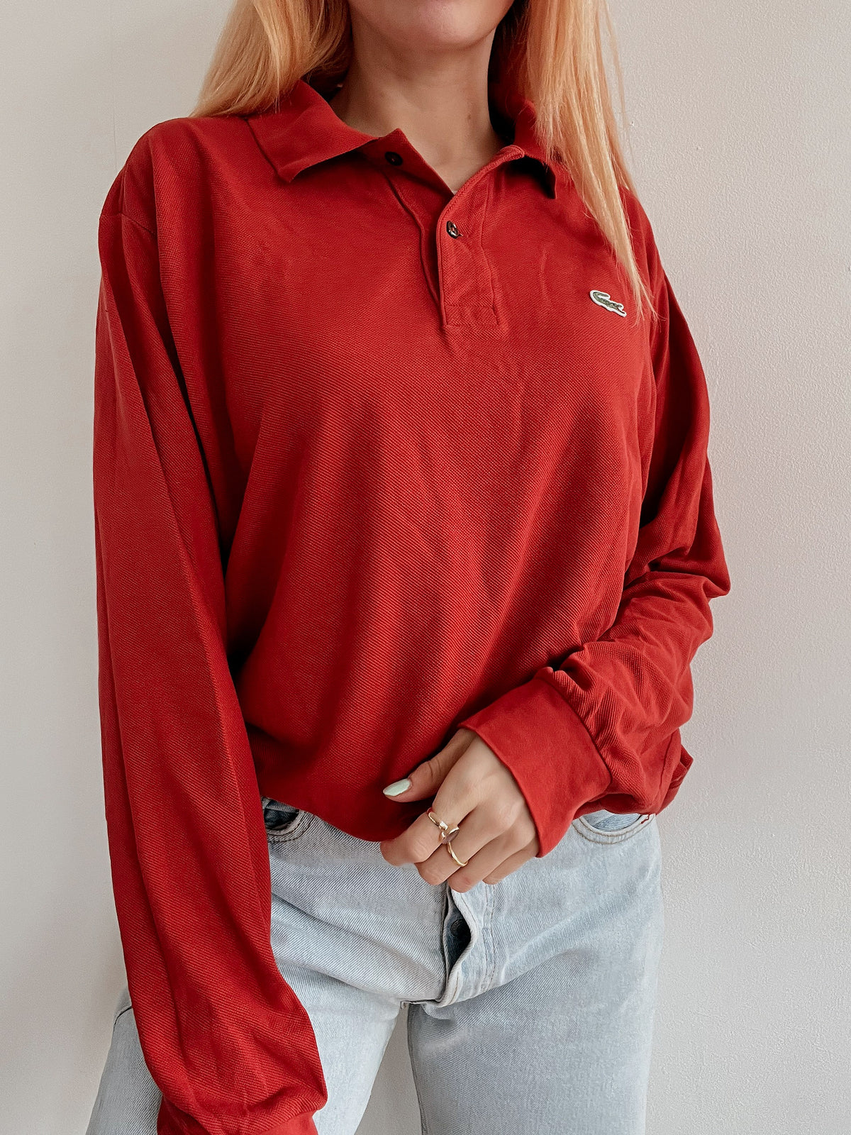 Polo à manches longues Lacoste terracotta L
